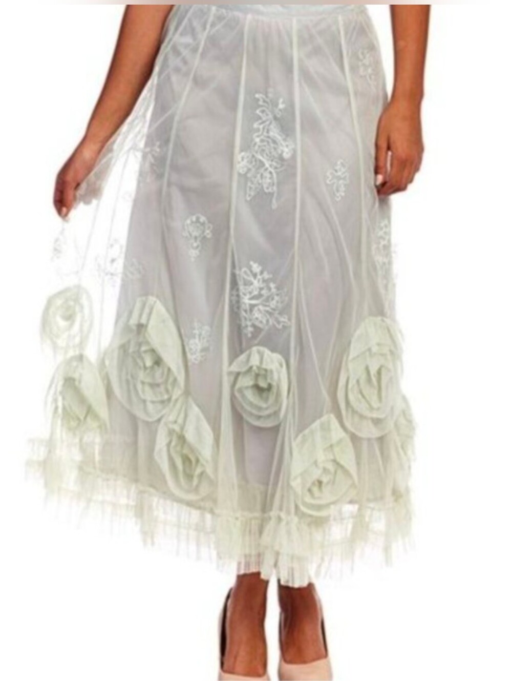 Nataya Romantic Skirt in Pistachio size large
